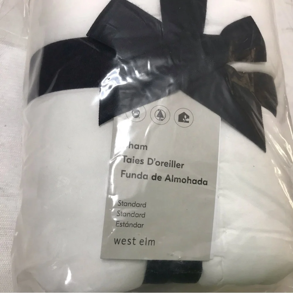 West Elm Tencel Plush Comforter Sham Standard Size White Pillow Sham New